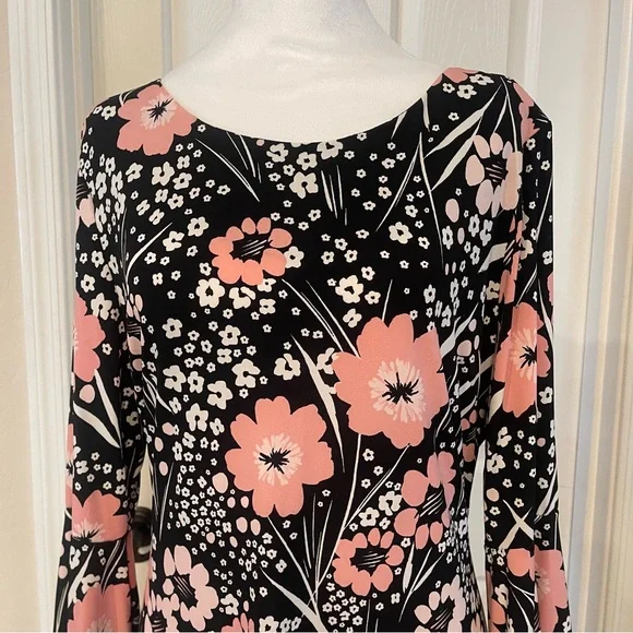 Tommy Hilfiger Black and Pink Floral Long Sleeve Dress - Picture 5 of 8